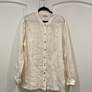 J. Jill Linen Vintage Tunic with Half Circle Button Detail